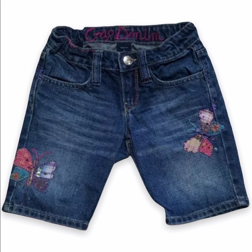 GAP Woodstock Butterfly Denim Bermuda Shorts Girls 6